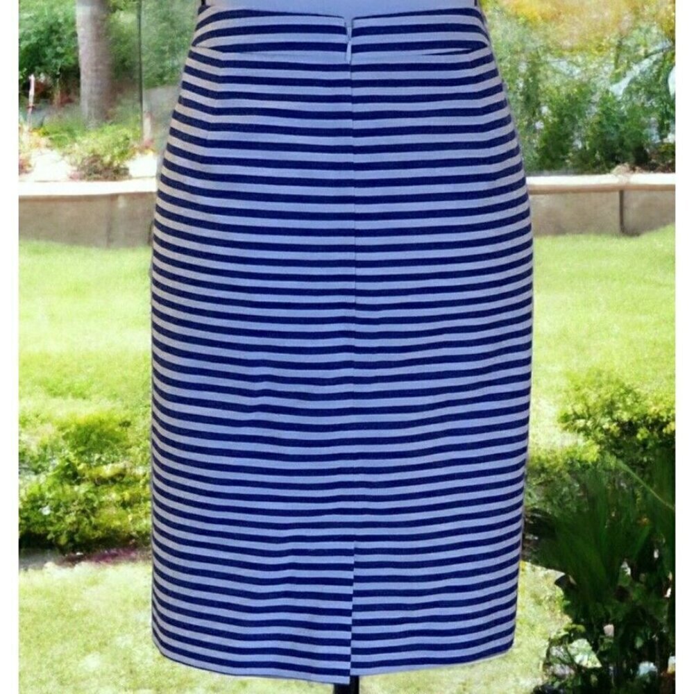 Halogen Womens Blue White Striped Straight Pencil Skirt Size 14 Lined Classy